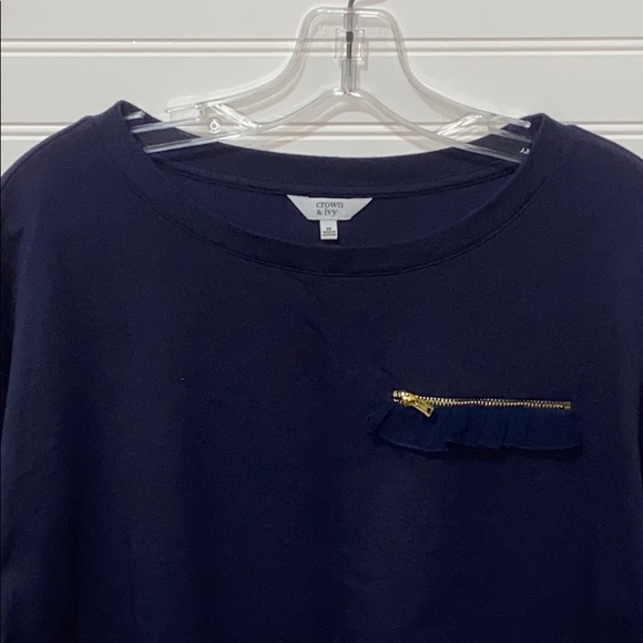 Crown & Ivy Long Sleeve Top with Zip Ruffle Detail - Picture 3 of 5